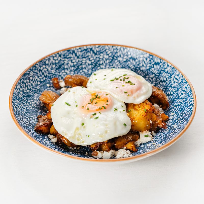 CHEESY CRISPY CRUSHED POTATOES & TRUFFLE EGGS